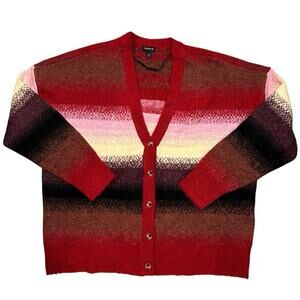 Torrid Striped Maroon Button Up Cardigan Sweater Size 0 XL